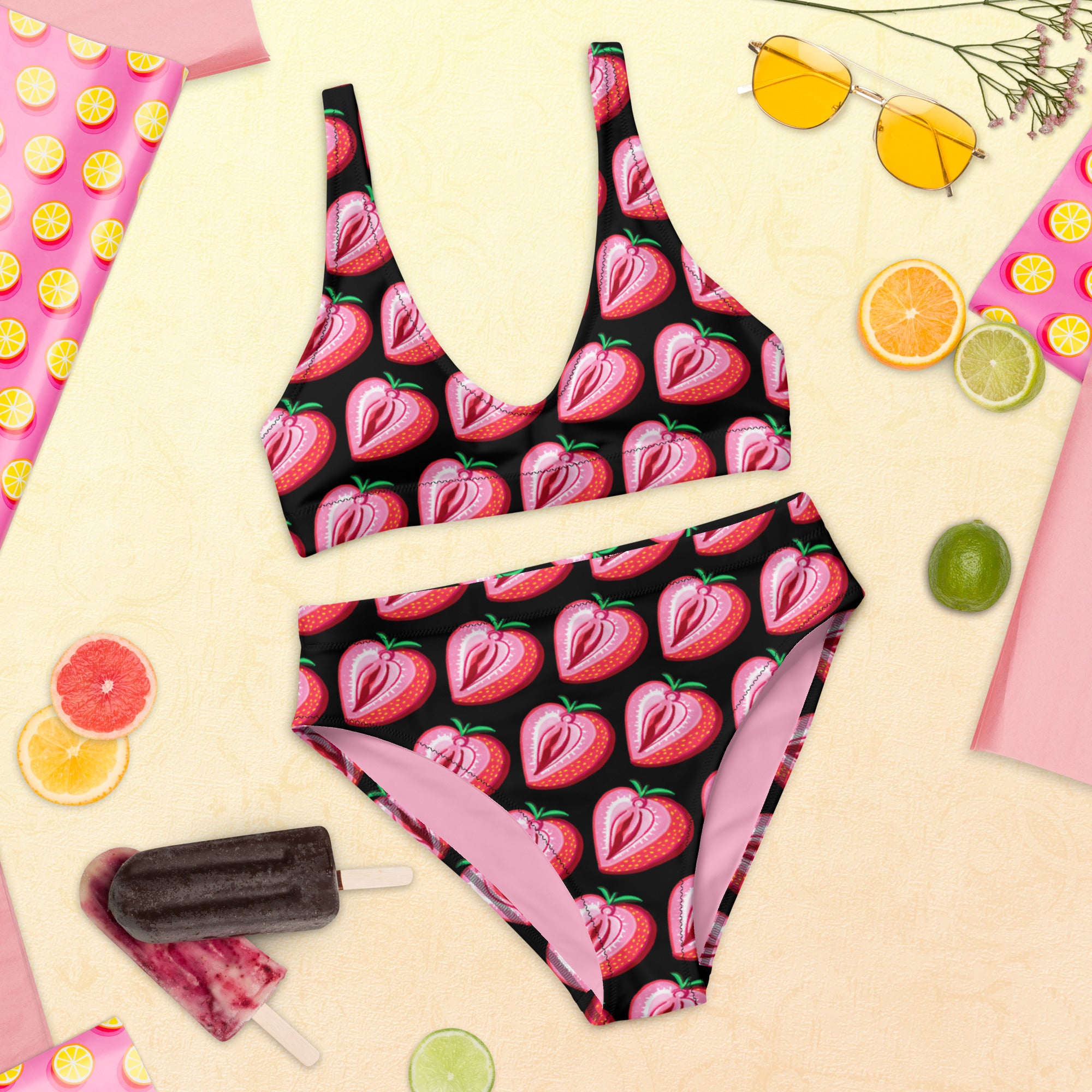 Cherry on Top Cherry Vulva- High-waisted Bikini, Black (Recycled) –  pinkbananasparkles