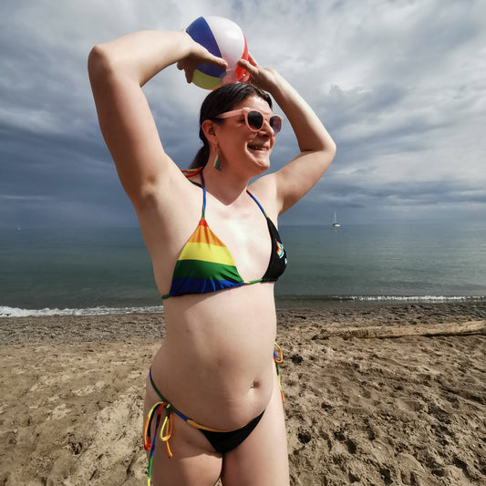 Anxious Shark Rainbow Pride Flag- String Bikini (Recycled)