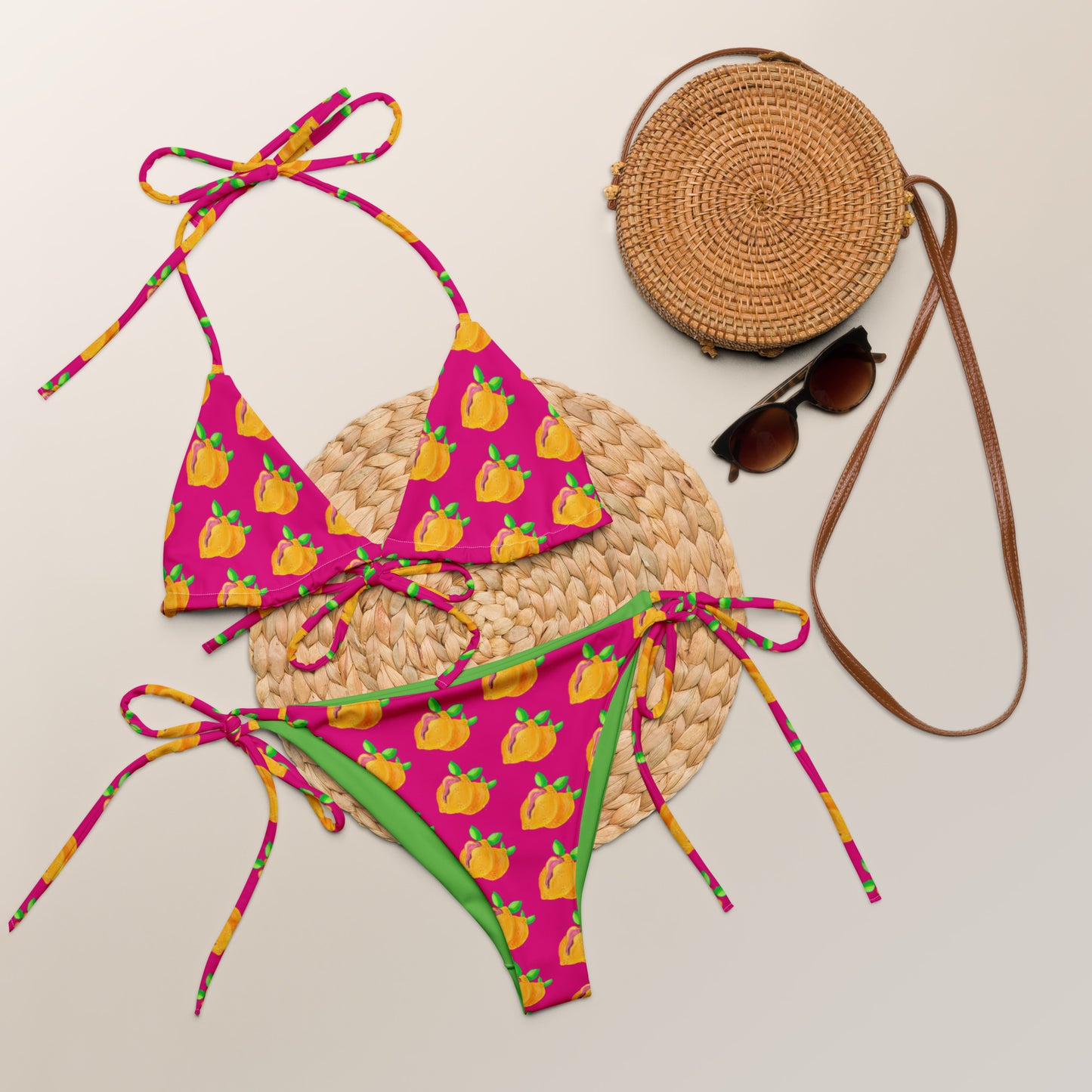 "Sour Puss" Lemon Vulva, pink- String Bikini (recycled)