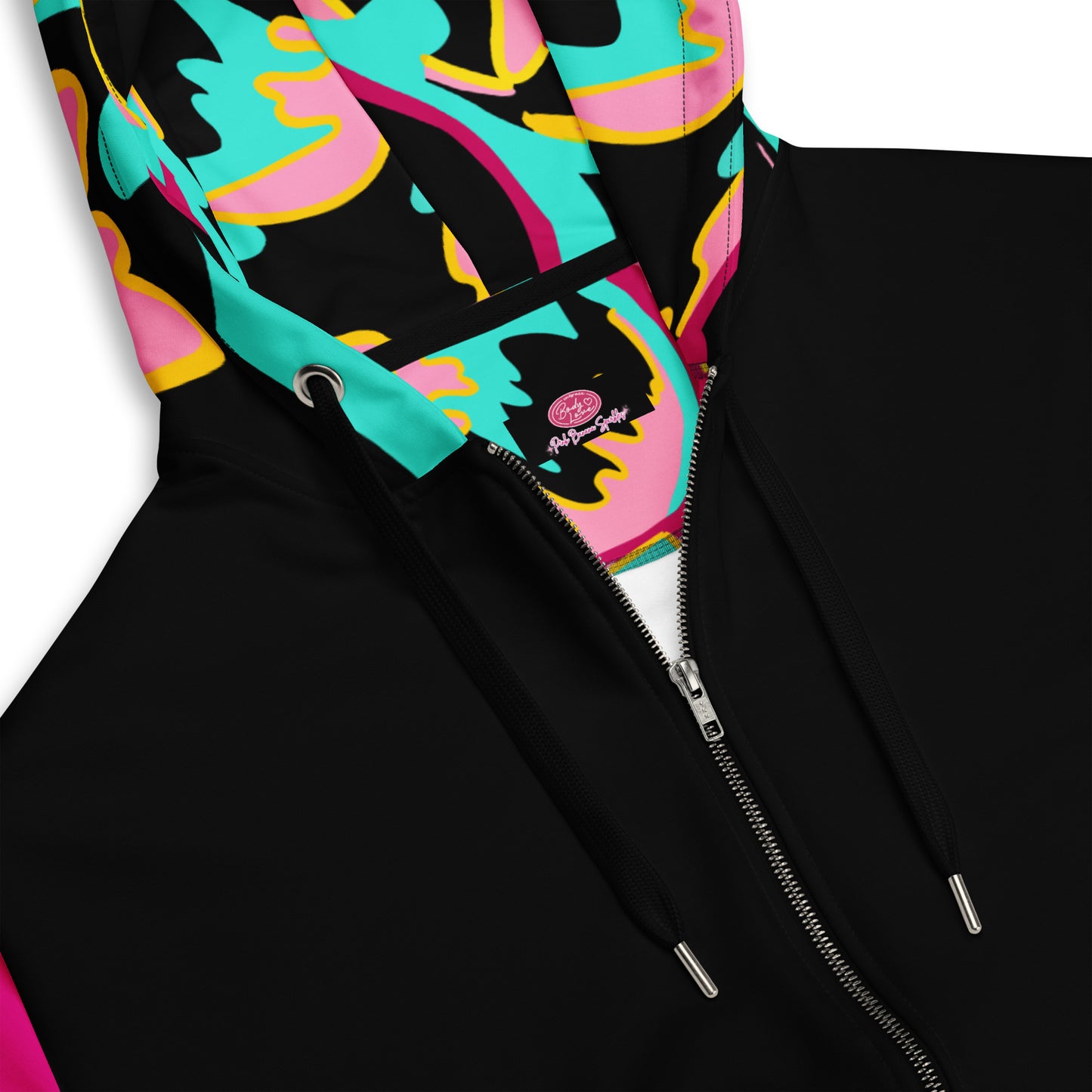 Body Love "New Classic" Zip hoodie- Genderless, Pink Sleeves (Recycled)