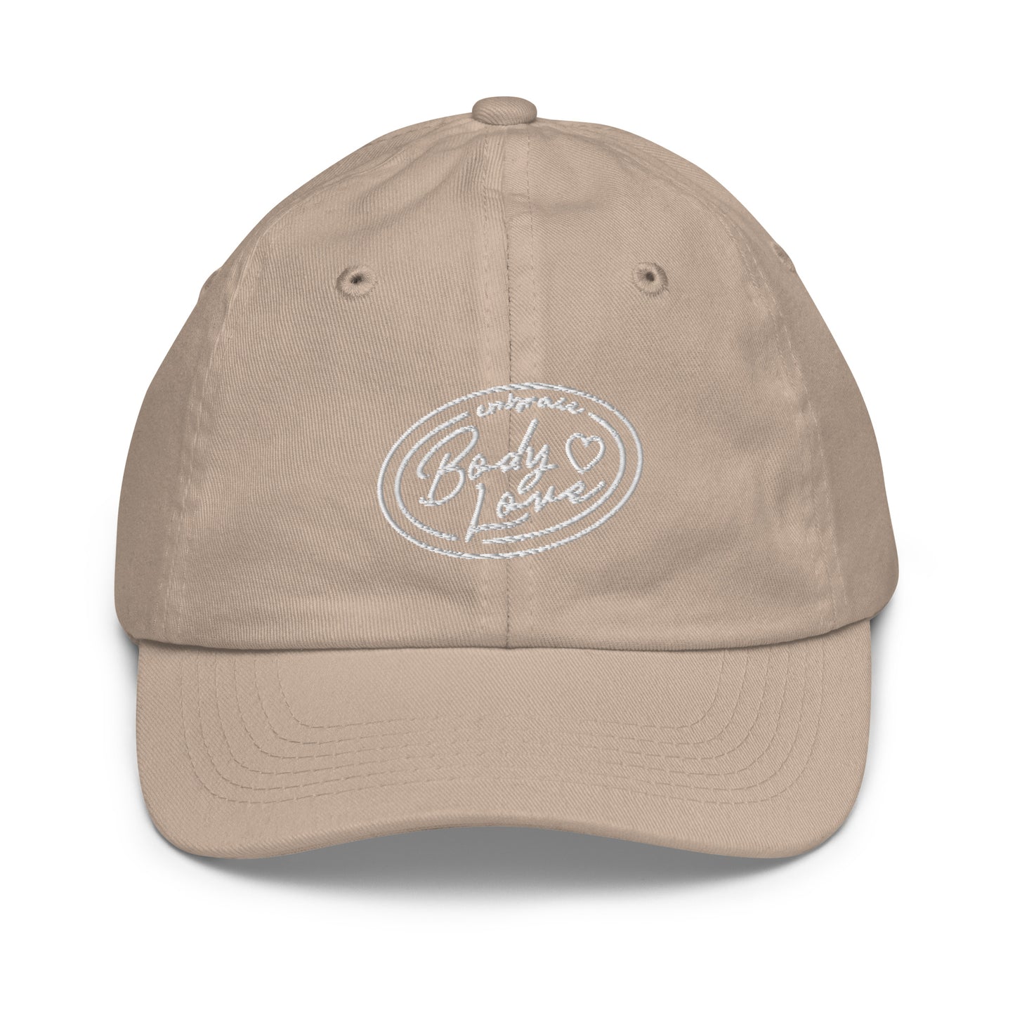 Embrace Body Love Logo- Youth baseball cap/hat (White Logo)