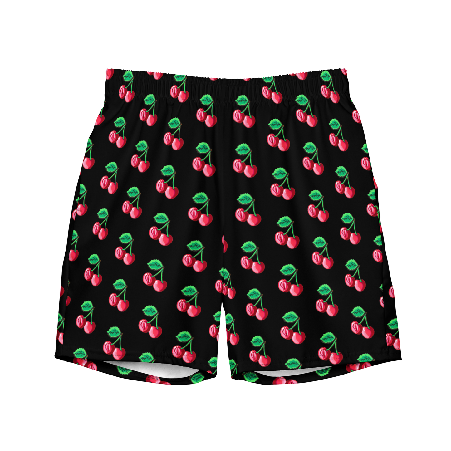 "Cherry on Top" Cherry Vulva- Swim trunks, Black