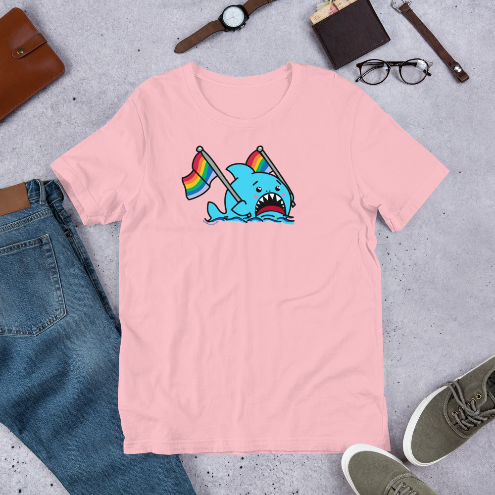 Basic Rainbow Pride Flag Anxious Shark Genderless Tshirt