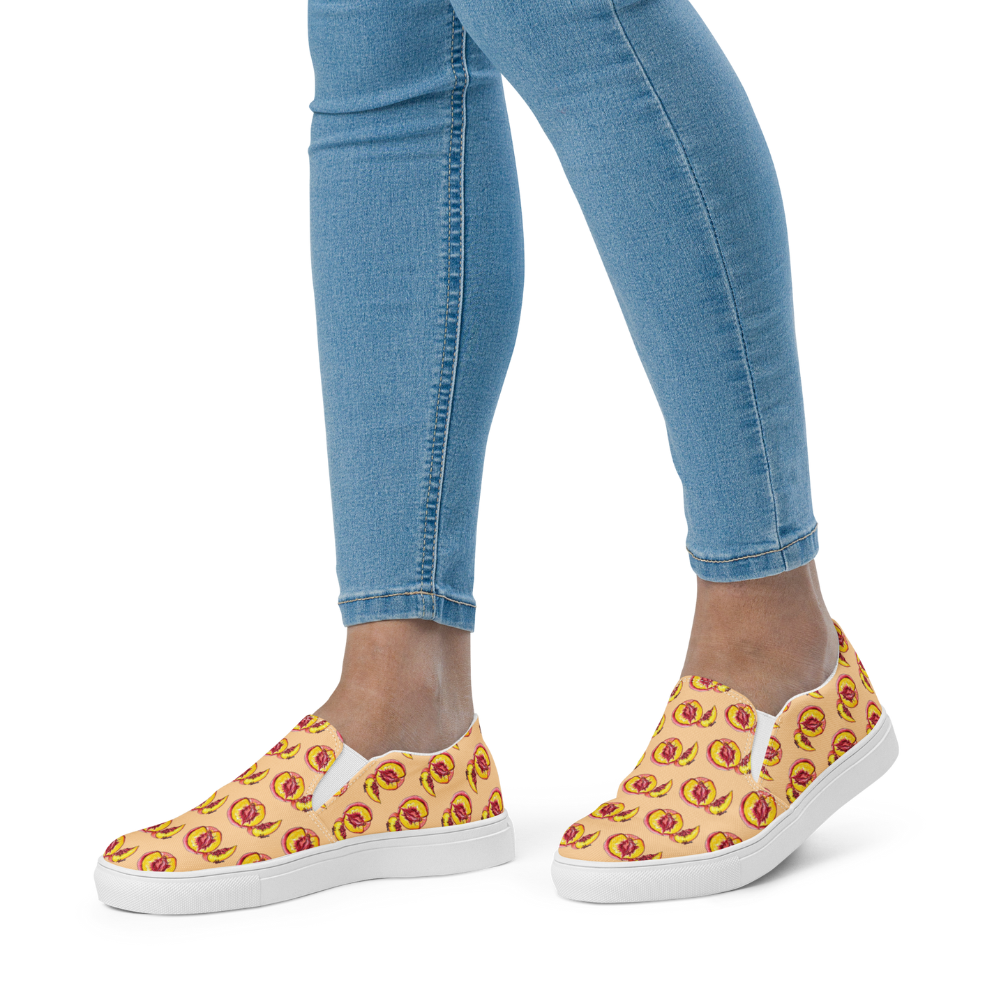 "The Perfect Peach" Peach Vulva- Women’s slip-on canvas shoes